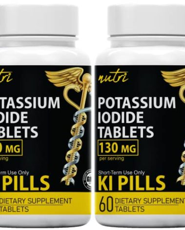 Nature's Fusions Potassium Iodide Tablets 130 mg (Pack of 2) - (120 Tablets) EXP 10/2032 - Ki Pills - Yoduro de potasio