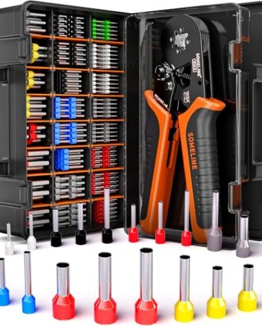 SOMELINE Ferrule Crimping Tool, Ratchet Pliers for AWG23-7 with 23 Sizes Wire End Ferrule Terminals, Quadrilateral Wire Crimp Pliers with Crimp Connectors