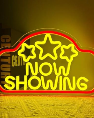 Now Showing Neon Sign Now Showing Movie Sign Movie Theater Led Neon Sign for Wall Decor Cinema Neon Light Up Sign for Movie Night Party Decorations Movie Theater Movie Room Film Room