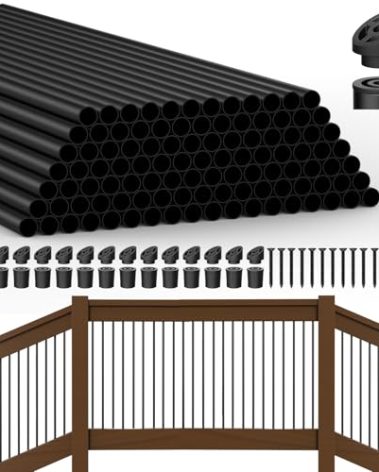HYPERGIANT 105 Pack 36" Aluminum Deck Balusters, 3/4" Round Railing Spindles with Connectors and Screw, Hollow Metal Balusters for Railing, Black Stair Spindles