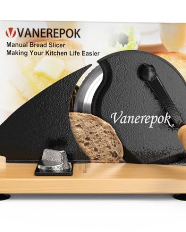 vanerepok Manual Bread Slicer for Homemade Sourdough Bread Versatile Hand Crank Bread Slicer for Sourdough Crusty Bread Etc Stainless Steel Slicers Adjustable Width for Homemade & Commercial Use