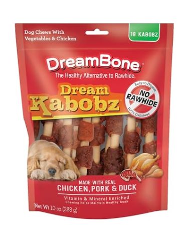DreamBone Dream Kabobz, Rawhide Free Dog Chew Sticks Made Made with Real Chicken and Vegetables, 18 Count