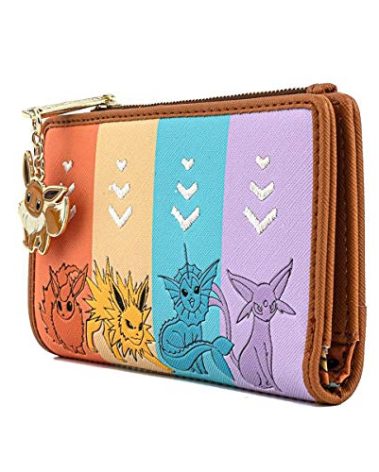 Loungefly Pokemon Eevee Evolutions Flap Wallet with Zipper Charm
