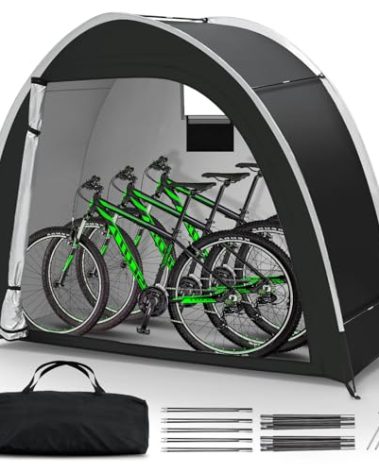 Bike Storage Tent Outdoor - Upgraded Portable Bicycle Storage Sheds with 210D Oxford Fabric PU5000 Waterproof for 2-3 Bikes, Bike Tent/Bike Shed/Bike Cover for Motorcycle, Garden Tools, etc