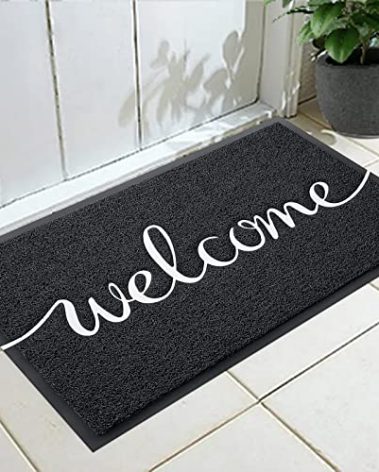 Fireosma Door Mat, Welcome Mats Outdoor, Front Door Mat for Outside Entry, Doormat Outdoor/Indoor Entrance, Front Door Rugs for Entryway Indoor, for Entryway, High Traffic Areas (32"x20", Black)