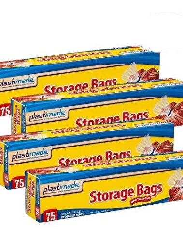 Plastimade Disposable Plastic Storage Bags With Original Twist Tie, 1 Gallon Size, 300 Bags, Great Thanksgiving For Home, Office, Vacation, Traveling, Sandwich, Fruits, Cake, Cookies, Or Any Snack