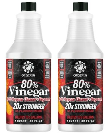 Calyptus 80% Pure Concentrated Vinegar | Ultra-Performance (20X) Power | Technical Grade | Dilutes Easily to 5% Acidity (1 Cup per Gallon) | Home and Outdoor Cleaning Concentrate | 2 Quart