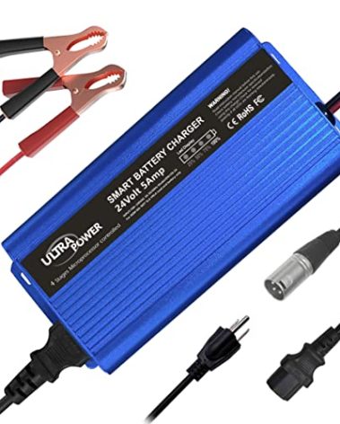 ULTRAPOWER 24 Volt Battery Charger Automatic Smart Charger,5-Amp Trickle Battery Charger Maintainer Desulfator for Cars Truck Marine Boat Wheelchair Deep Cycle Batteries,I/O Switch,XLR Connector