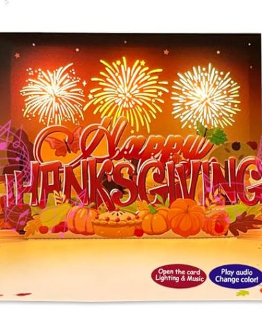 DTESL 3D Pop Up Card with Light and Music - Thanksgiving, Fall, Birthday, Thank You, Holiday Card - Envelope Included