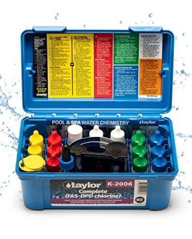 Taylor Pool Water Test Kit, Complete Swimming Pool Water Test Kit, for Chlorine, pH, and Alkaline Levels, Ideal for Pools, Hot Tubs, and Spas, 1-Pack