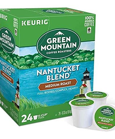 Green Mountain Coffee Pods K-Cups For Keurig Machines Flavored K Cup (All Count Fresh Capsules) Light / Medium / Dark Roast Long Expiry ALL FLAVORS (24 K-Cups Nantucket Blend Coffee)