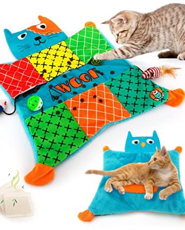 AWOOF Cute Soft Catnip Mat, Interactive Cat Toys for Indoor Cats