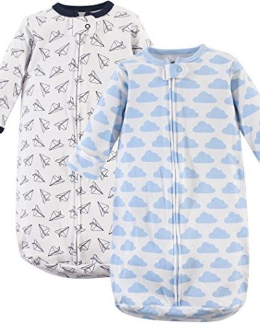 Hudson Baby Unisex Baby Cotton Long-Sleeve Wearable Sleeping Bag, Sack, Blanket, Paper Airplane, 0-3 Months