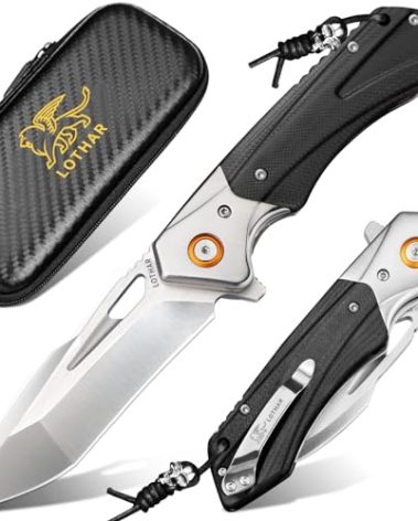 LOTHAR LICH KING Pocket Folding Knife, 3.5 Inch D2 Steel Tactical Pocket Knives with Clip, G10 Handle, Gifts Pocket Knife for Men Women, Survival Hunting Knife for Camping Bushcrafting Outdoor Gear