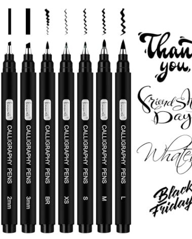 Brusarth Calligraphy Pens,8 Size Calligraphy Pens for Writing,Brush Pens Calligraphy Set for Beginners, Hand Lettering Pens