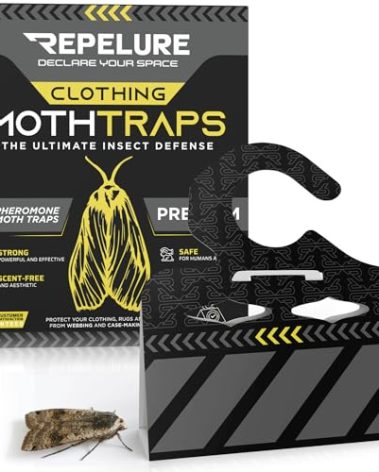 Repelure Premium Moth Traps for Clothes - Strongest Luring and Stickiest Closet Moths Traps - Killer Indoor Repellent for Closets (6 Pack)