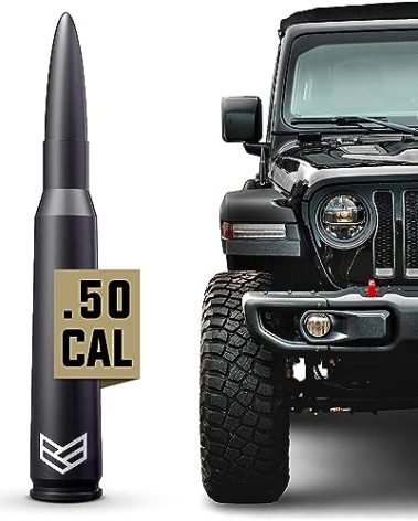 RONIN FACTORY - 50 Cal Bullet Antenna for Jeep Wrangler Gladiator Sahara Rubicon, Jeep Accessories, Replacement Radio Antenna, Anti-Theft (2007-2023 JK JL)