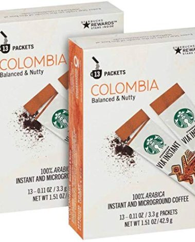Starbucks Via Instant Medium Roast Colombia Coffee, 26 Count (Pack of 2)