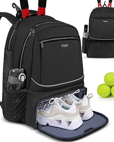 Ytonet Tennis Bag Tennis Backpack for Women Men 2 Rackets with Insulated Pocket Ventilated Shoe Compartment