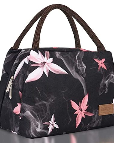 Buringer Insulated Lunch Bag Lunch Box for Women Men Adult Lunch Tote for Work Picnic Travel (Pink Flowers)