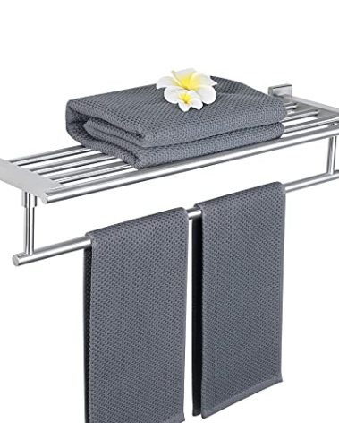 Alise 24 Inch Towel Racks for Bathroom, Towel Rack Wall Mounted with Tower Bars, SUS 304 Stainless Steel Bathroom Shelf, Heavy Duty Hand Towel Holder (Brushed Nickel)