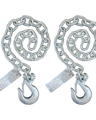 Lifstar Heavy Duty Trailer Safety Chain With Hook On One End, 2pcs, Class 4 Breaking Strength As 8/0-7600lbs, 5/16"-11700lbs, 3/8"- 16200lbs. (5/16"x 33")