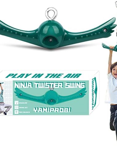 YAMIPROBI Swing Spins Set: 360° Handle Twist-Spin Flips Toy - Slackline Attachments Activate Play Powers - Accessories for Kids' Playground and Backyard Fun, Green