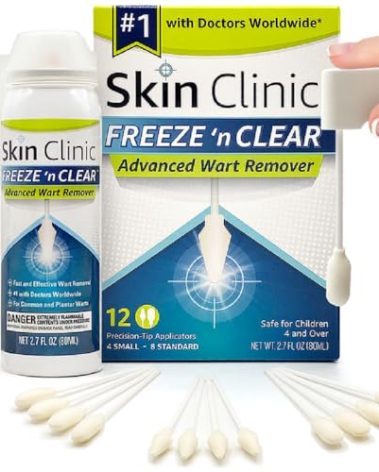 Skin Clinic FREEZE 'n CLEAR™ Advanced Wart Remover, Tough on Warts, Gentle on Skin, (12 Precision Applicators)