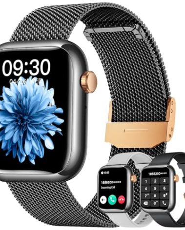 Smartwatch Women Men for Android Phones iOS: Black Smart Watches for Women Men Fitness Tracker 1.83" Touchscreen Waterproof Smartwatches with Answer/Make Call Blood Pressure Heart Rate Sport Pedometer