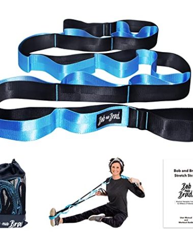 BOB AND BRAD Stretch Strap, 12 Loop Yoga Stretch Strap, Non-elastic Stretch Strap for Stretching, Physical Therapy, Pilates, Dance, Gymnastics, and Athletic Trainers with Carry Bag (12 Loops - Blue)