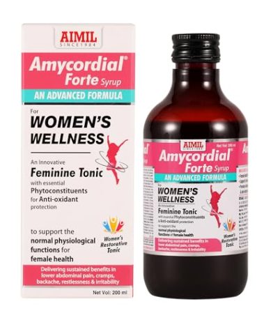 AIMIL Amycordial Forte Syrup - 200ml | Women Wellness | Feminine Tonic | Enriched with Antioxidants | Ashoka, Lodhra, Shatavari