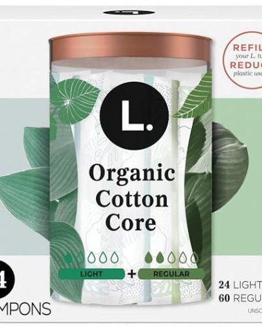 L. Cotton Tampons Light/Regular Absorbency Multipack, Contains an Organic Cotton Core, Made Without Synthetic Pesticides, or Fragrances, 84 Count (2 Packs of 42)