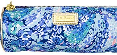 Lilly Pulitzer Blue Pen and Pencil Pouch Holder, Cute Travel Bag/Case with Carrying Handle and Zip Close, Wave After Wave
