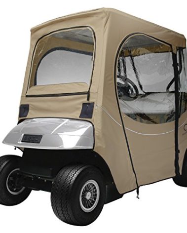 Classic Accessories Fairway Short Roof 2-Person FadeSafe E-Z-Go Golf Cart Enclosure, Light Khaki