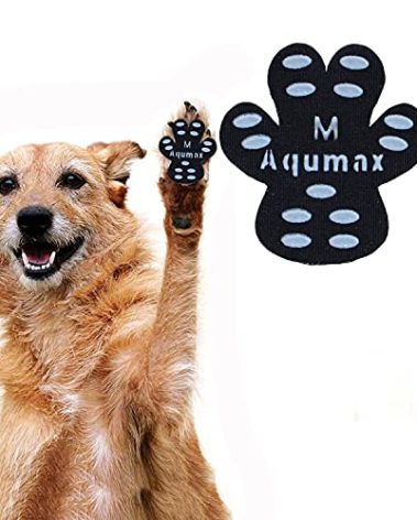 Aqumax Dog Anti Slip Paw Grips Traction Pads,Dog Feet Stickers with Stronger Self-Adhesive Paw Pad Provide Traction for Senior, Injured Dogs,12 Sets (48 pcs) M Black