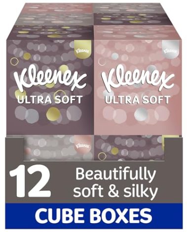 Kleenex Ultra Soft Facial Tissues - Pack of 12 Cube Tissue Boxes