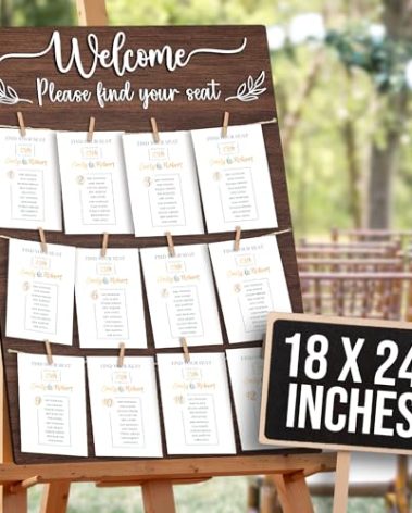 STOFINITY Wedding Seating Chart Board Display For Reception - Rustic Seating Chart For Wedding Reception Display, Find Your Seat Sign Board Decor Ideas