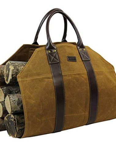 INNO STAGE Canvas Wood Carriers Firewood Log Tote Bag Waxed Canvas Fire Wood Carrying Hay Hauling Holder for Fireplace Stove Accessories Indoor Outdoor Camping