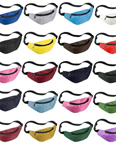 Saintrygo 20 Pcs Neon Fanny Pack Bulk, 90s 80s Fanny Pack Adjustable Waist Bags, Vintage Bag, Oxford Cloth for Workout Traveling Running Bachelor Party Favors Women Men(Bright Color)