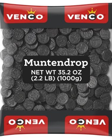 Venco Coin Shaped Black Licorice Candy - Hard Candy Coins, Small Salted Liquorice Candies, Gluten Free, Original Dutch Licorice - Bulk Pack for Sharing or Storing, 2.2 lbs Bag