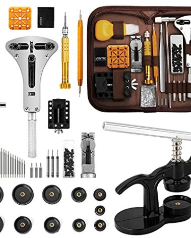 【Combination Version】Eventronic Watch Repair Tool Kit + Watch Press Set, Professional Spring Bar Tool Set,Watch Band Link Pin Tool Set with Carrying Case, Watch Battery Replacement Tool Kits