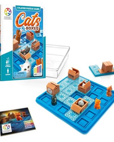 SmartGames Cats & Boxes Travel Game with 60 Challenges for Ages 7-Adult