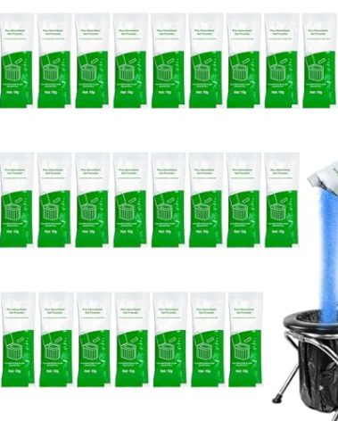 RAINFLOW 28 Packs Poo Absorbent Gel Powder - Liquid Absorbing Polymer for Portable Toilet Camping Toilets Bags Lemon,Hiking,Travel Emergency Toilets Scented,Solidify Liquid Waste Convenient Cleaning