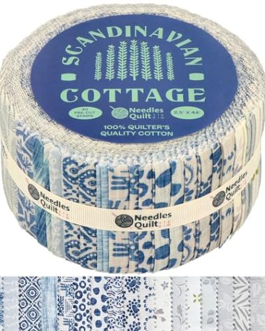Jelly Roll Fabrics for Quilting Clearance 40 Strip 2.5" x 44" | Cotton Strips Bundles – Perfect Quilting Fabric for Sewing, Precut Quilt Projects, and DIY Crafts (Scandinavian Cottage)