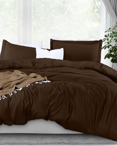 Utopia Bedding Duvet Cover King Size - 3 Piece with Zipper Closure - 1 Comforter Cover 104X90 Inches & 2 Pillow Shams 20X36 Inches (Brown) Comforter Not Included
