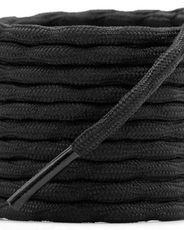 DELELE 2 Pair Round Wave Shape Non Slip Heavy Duty and Durable Outdoor Climbing Shoelaces Black Hiking Shoe Laces Shoestrings-94 inch