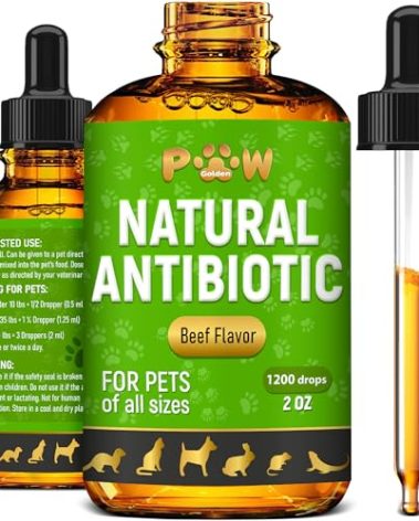 Antibiotics for Dogs | Antibiotics for Cats | Herbal Supplement for Digestion, Breathing, Urination | for Infections, Cough, Allergies | Beef Flavor & Cranberry | for All Pet Breeds | 2 Oz