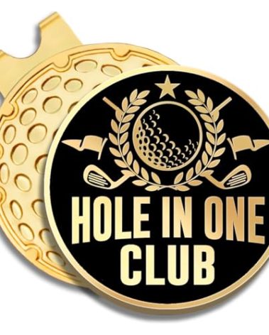 GEYGIE Hole in One Club Black Gold Golf Ball Marker with Magnetic Hat Clip, Golf Accessories for Men Women, Golf Gifts for Men Women Golfer, Birthday Retirement Gifts for Golf Lover Golf Fan