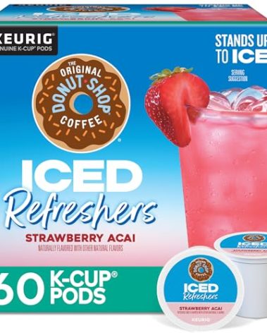 The Original Donut Shop Iced Refreshers, Strawberry Açaí Flavor, Keurig Single Serve K-Cup Pods, 60 Count (6 Packs of 10)