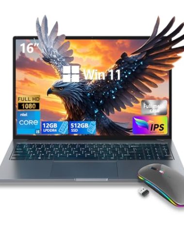 ZOLWAYTAC Gaming Laptop 16" Ultra-Slim-Intel Core i5-(Up to 3.5GHz),12GB DDR4+512GB SSD,1920x1200 IPS 16:10 Display,WiF& BT, HDMI/Type-C,Aluminum Laptop for Working&Playing,Suitable for Light Gaming